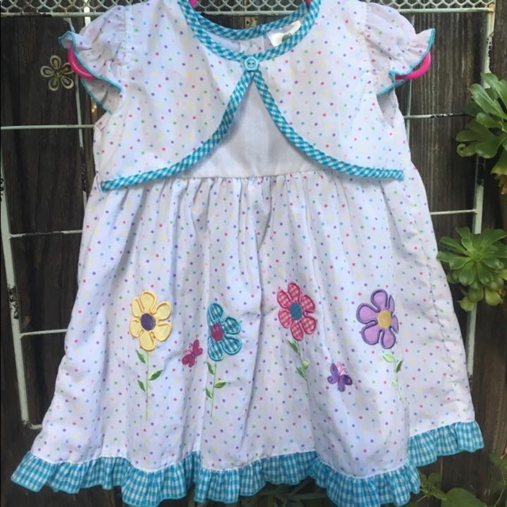 Sweet Polka Dot & Flowers Toddler Girl Dress